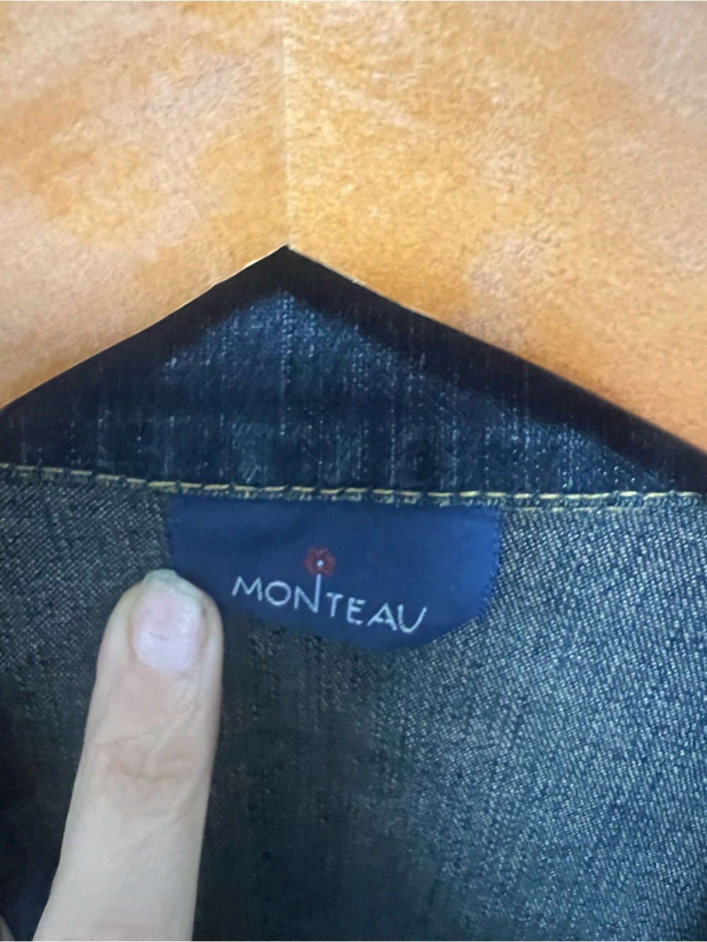 Vintage Monteau Long Denim Button-Front duster Jacket Coat - Dark Blue - Picture 4 of 5